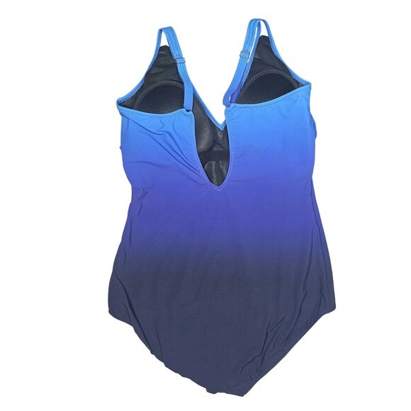 Profile by Gottex Splendor Ombre Swimsuit V-Neck Soft Cups Tummy Control Size 16 - Picture 6 of 11